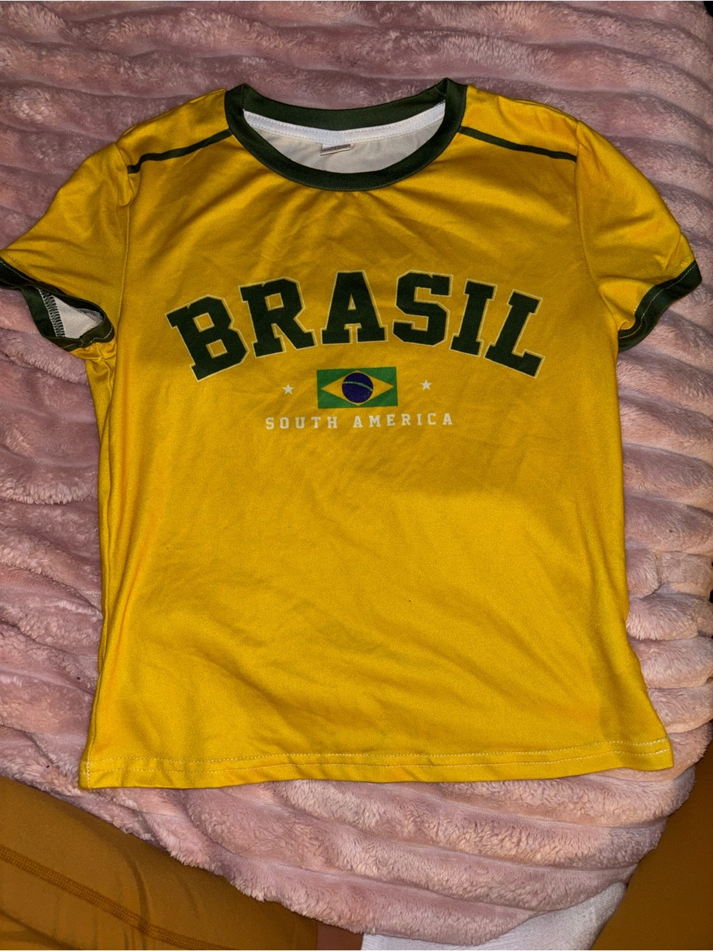 SHEIN Yellow Tee with Dark Green Trim